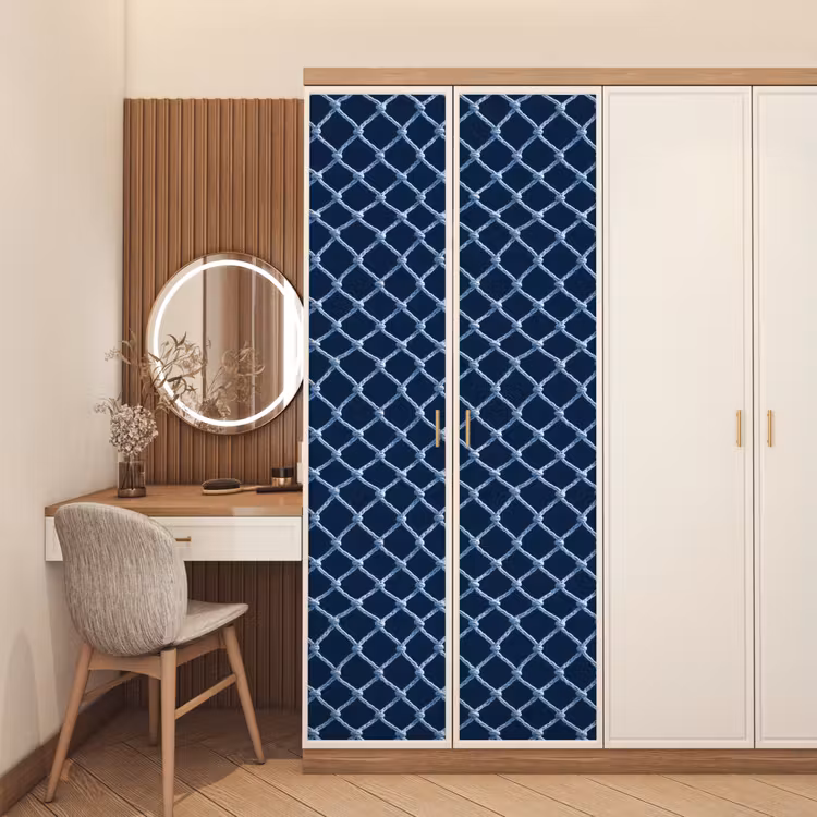 Visnet - Touw - Patroon - Marineblauw deurposter klein 289 -sfeer3