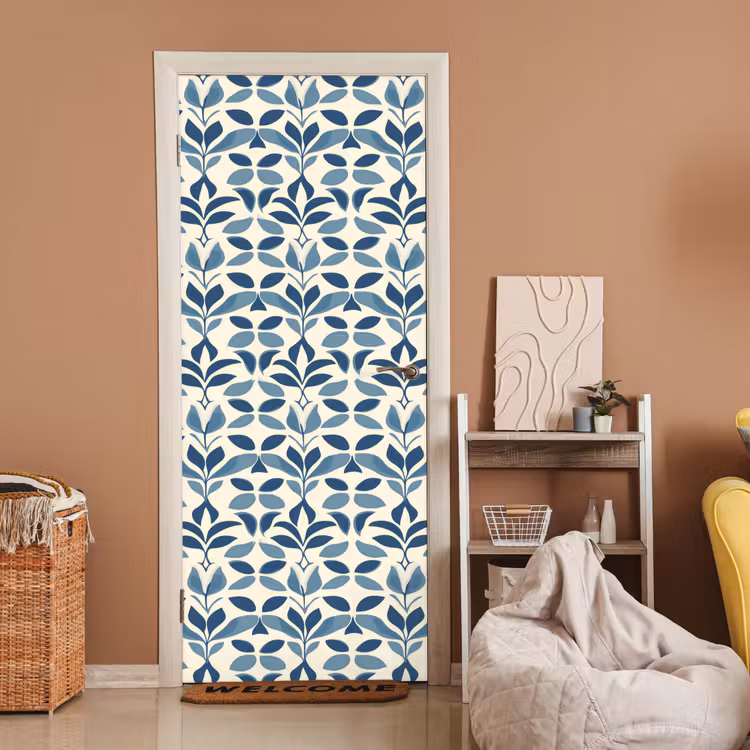 Flora - Modern - Blauw deurposter klein 289 -sfeer1