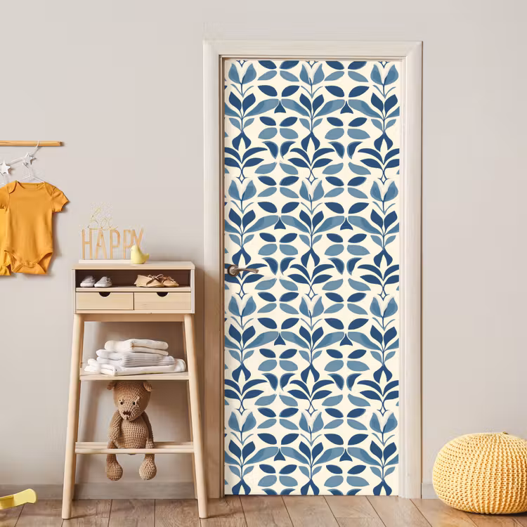 Flora - Modern - Blauw deurposter klein 289 -sfeer4