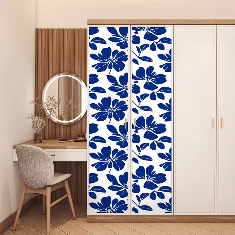 Floraal - Modern - Blauw deurposter klein 289 -sfeer3