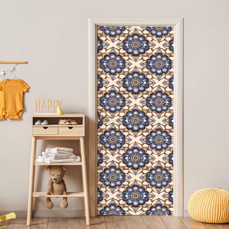 Floraal - Ornament - Blauw deurposter klein 289 -sfeer4