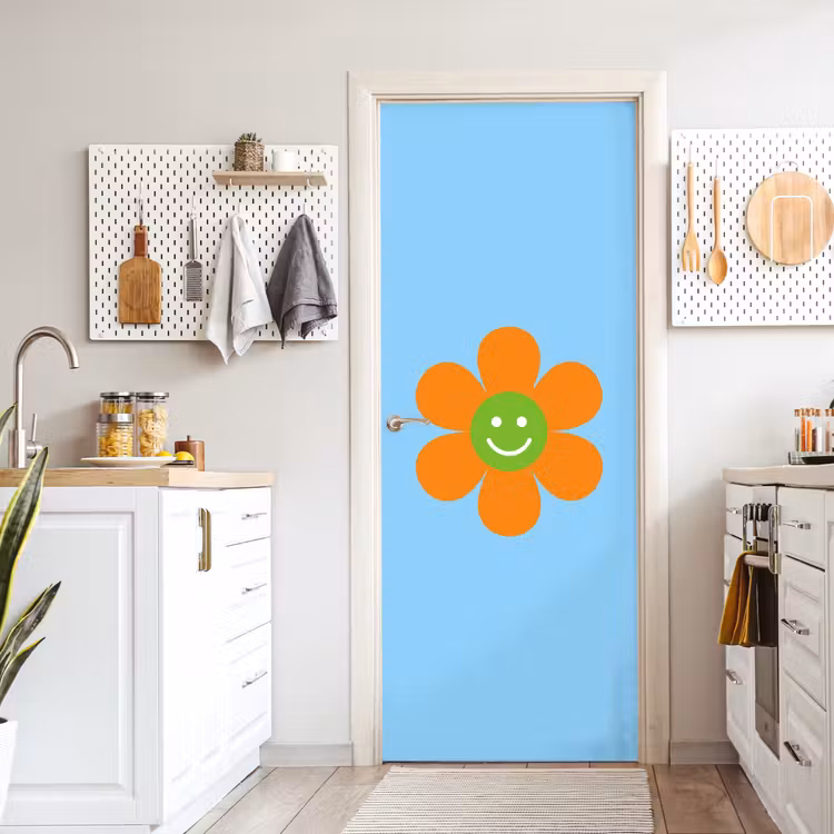 Bloem - Smiley - Kleurrijk deurposter klein -sfeer5