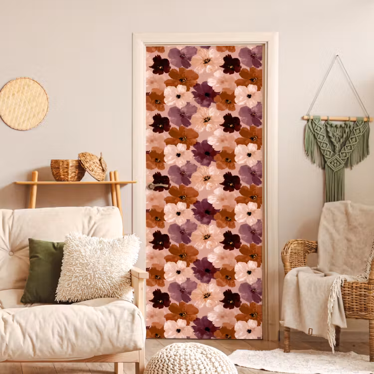 Bloemen - Abstract - Aardetinten deurposter klein 289 -sfeer2
