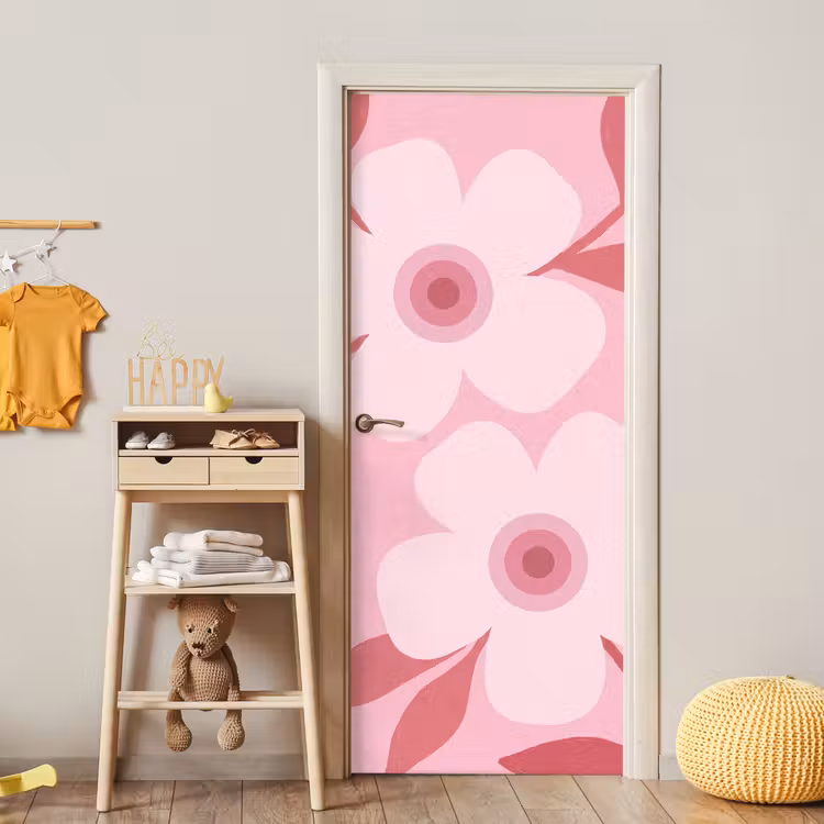 Bloemen - Abstract - Modern - Roze - Natuur deurposter klein -sfeer4