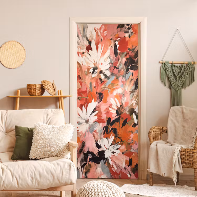 Bloemen - Kunst - Abstract - Verf deurposter klein -sfeer2
