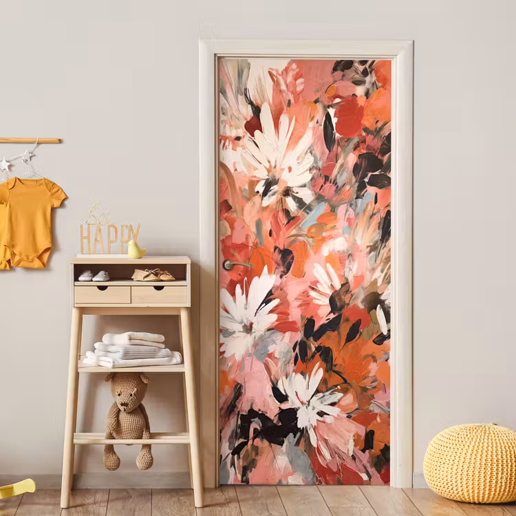 Bloemen - Kunst - Abstract - Verf deurposter klein -sfeer4