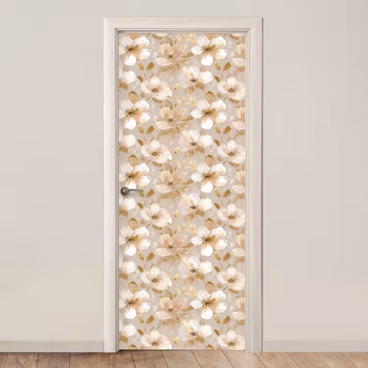 Bloemen - artistiek - Goud deurposter klein 289 -3d_beige