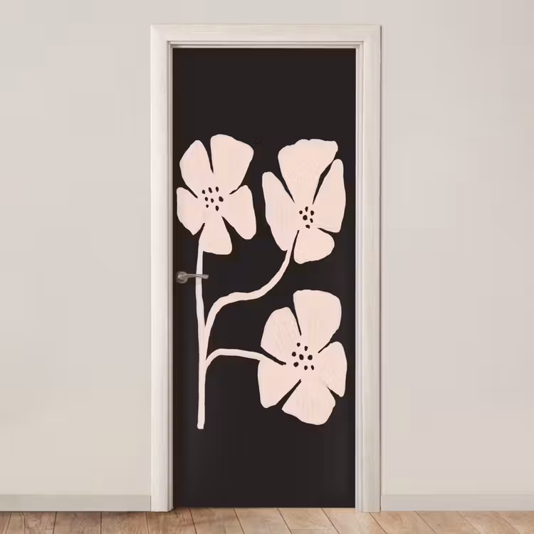 Bloemen - Bohemian - Pastel - Kunst deurposter klein -3d_beige