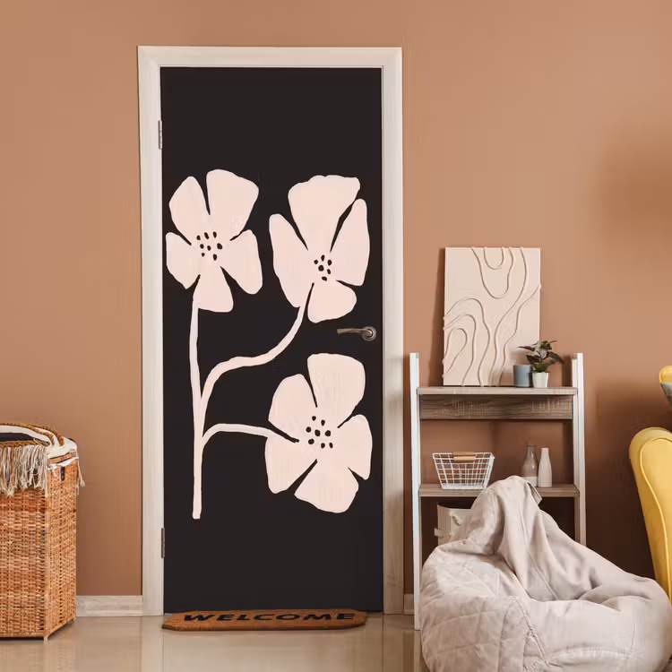 Bloemen - Bohemian - Pastel - Kunst deurposter klein -sfeer1