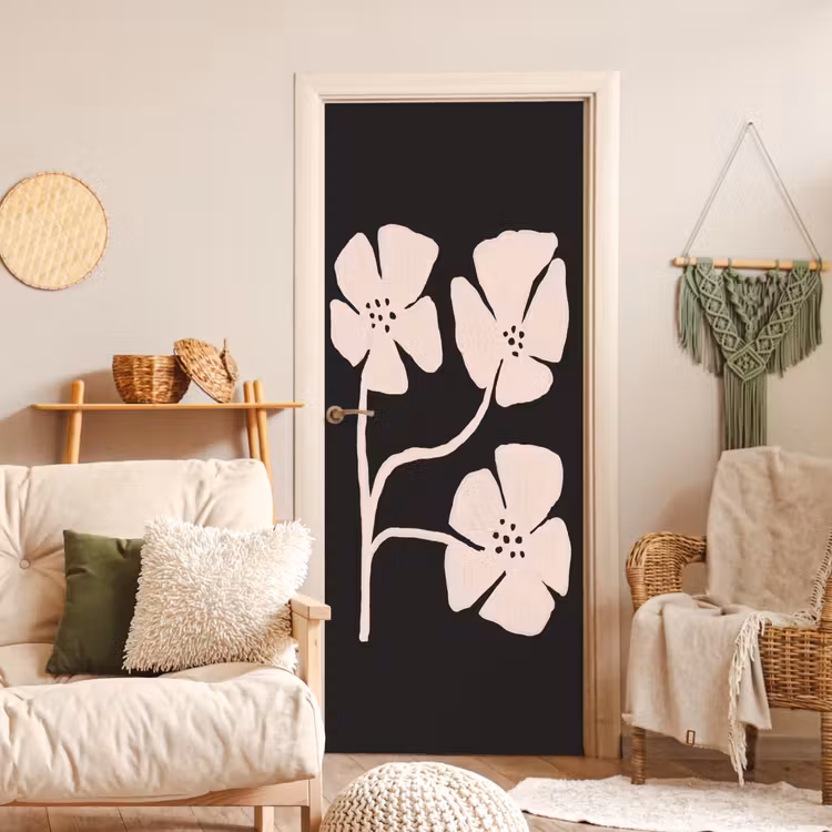 Bloemen - Bohemian - Pastel - Kunst deurposter klein -sfeer2