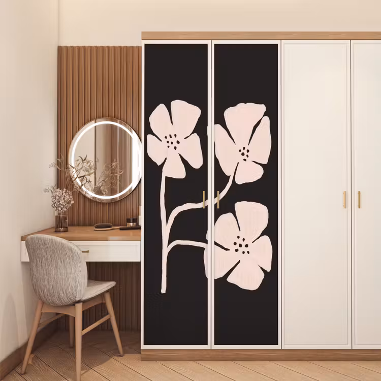 Bloemen - Bohemian - Pastel - Kunst deurposter klein -sfeer3