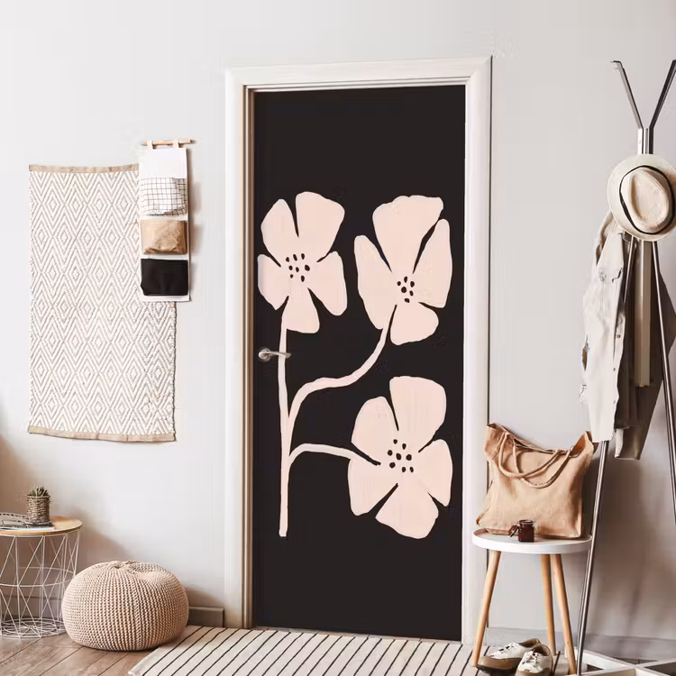 Bloemen - Bohemian - Pastel - Kunst deurposter klein -sfeer6