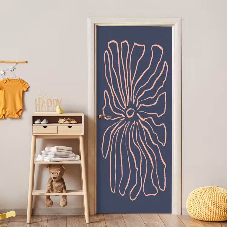 Bloemen - Bohemian - Roze - Pastel deurposter klein -sfeer4