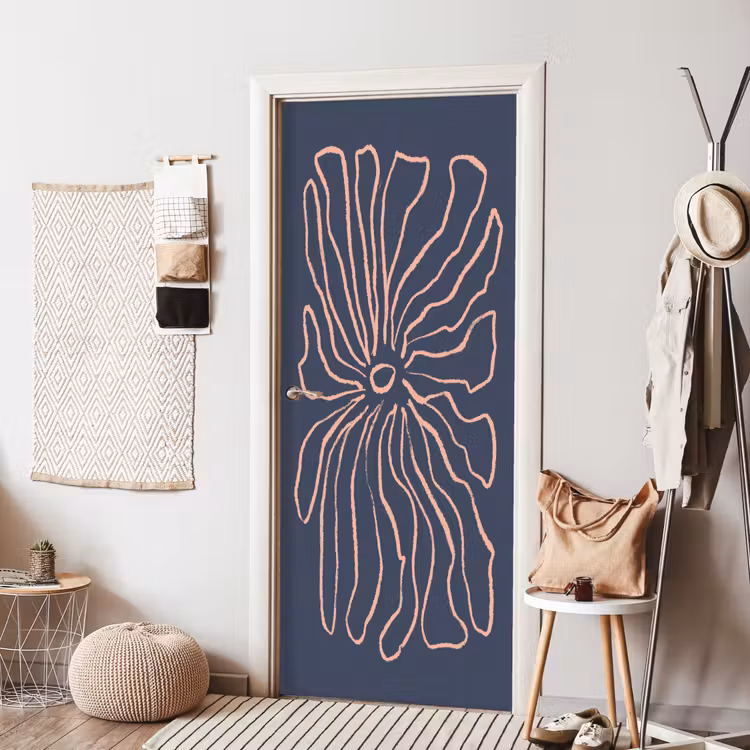 Bloemen - Bohemian - Roze - Pastel deurposter klein -sfeer6
