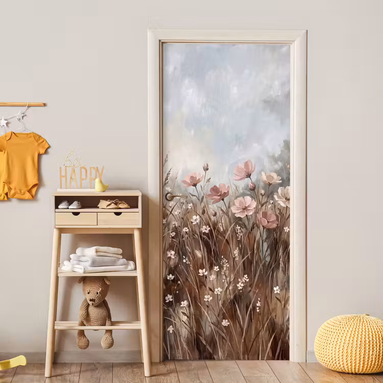 Bloemen - Botanisch - Schilderij - Pastel - Rustiek deurposter klein -sfeer4