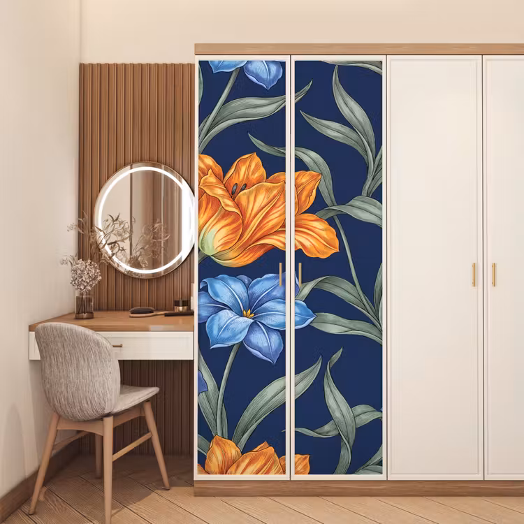 Door sticker - Flowers - Botanical - Pattern - Bloemen - Botanisch - Patroon deurposter klein