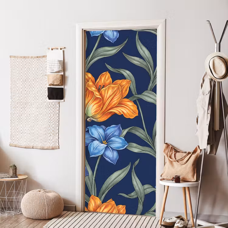 Door sticker - Flowers - Botanical - Pattern - Bloemen - Botanisch - Patroon deurposter klein