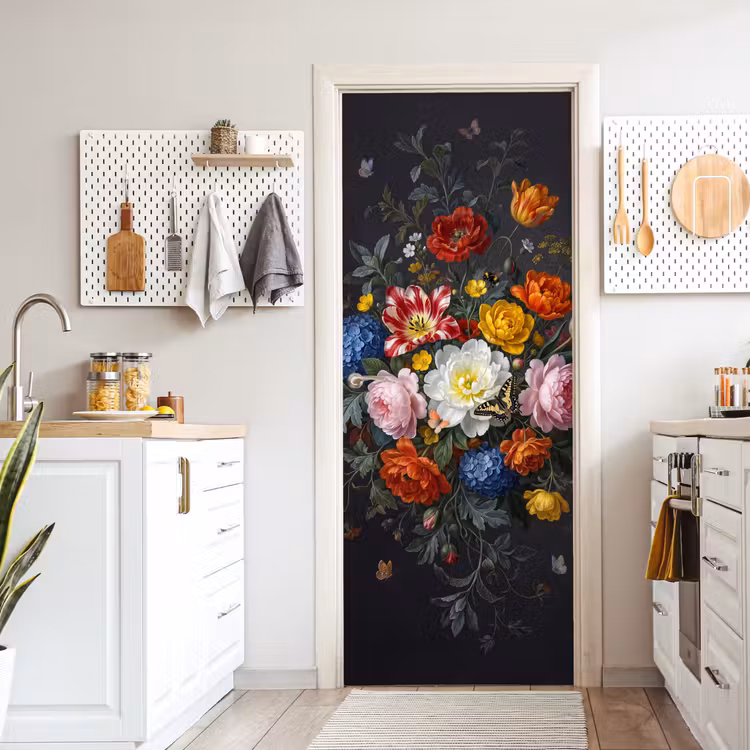 Bloemen - Boeket - Klassiek - Kleurrijk - Natuur deurposter klein -sfeer5
