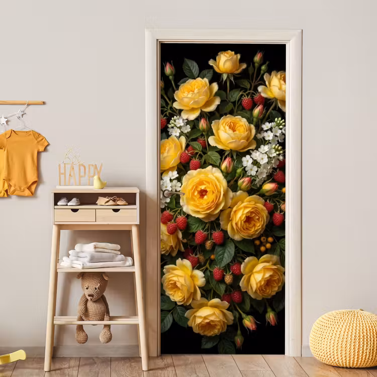 Bloemen - Boeket - Natuur - Klassiek - Geel deurposter klein -sfeer4