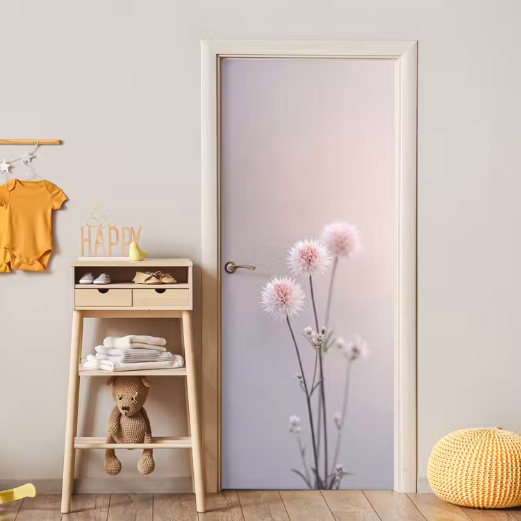 Bloemen - Bollen - Roze deurposter klein -sfeer4