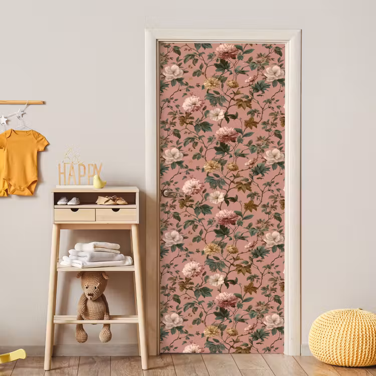 Bloemen - Klassiek - Roze deurposter klein 289 -sfeer4