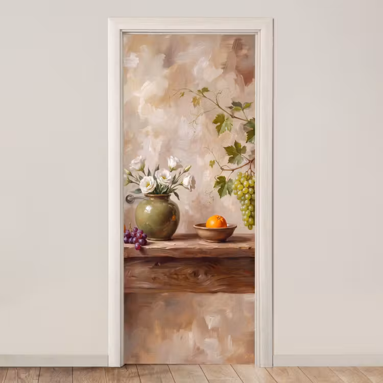 Door sticker - Flowers - Fruit - Still Life - Bloemen - Fruit - Stilleven deurposter klein