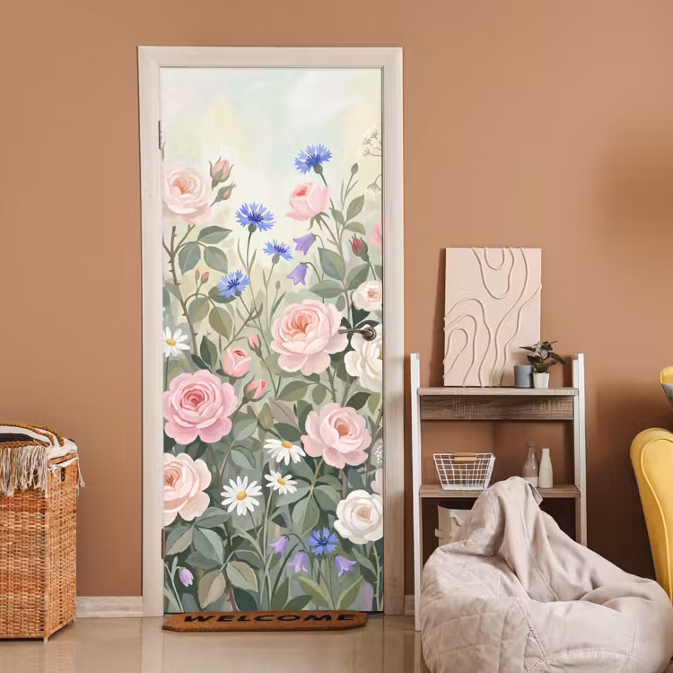Bloemen - Tuin - Natuur - Kleurrijk deurposter klein -sfeer1