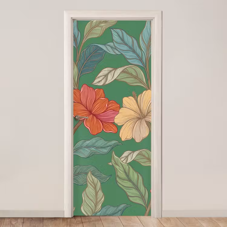 Door sticker - Flowers - Greenery - Illustration - Bloemen - Groen - Illustratie deurposter klein