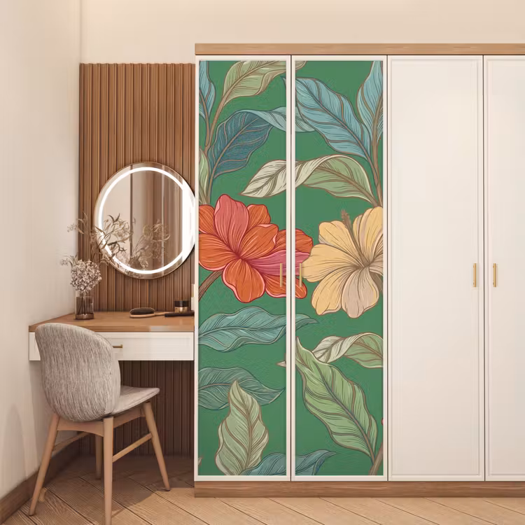 Door sticker - Flowers - Greenery - Illustration - Bloemen - Groen - Illustratie deurposter klein