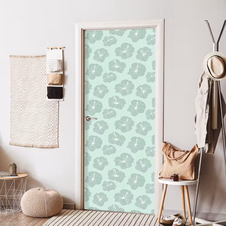 Bloemen - Hibiscus - Mint deurposter klein 289 -sfeer6