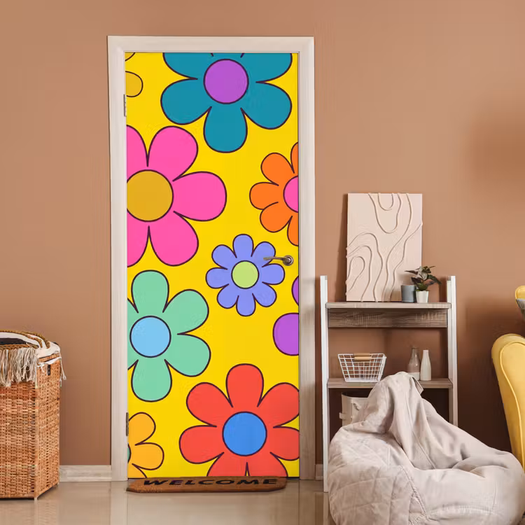 Bloemen - Illustratie - Kleurrijk deurposter klein -sfeer1