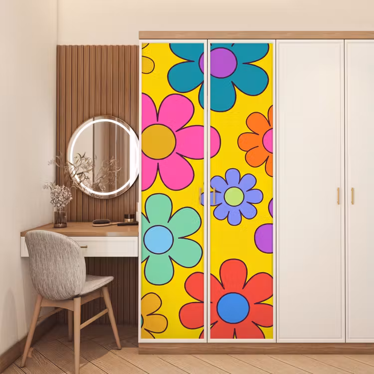 Bloemen - Illustratie - Kleurrijk deurposter klein -sfeer3