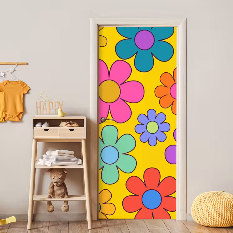 Bloemen - Illustratie - Kleurrijk deurposter klein -sfeer4