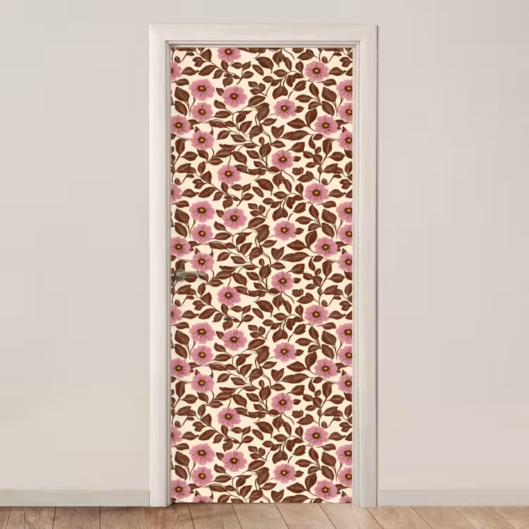 Bloemen - Bladeren - Kleurrijk deurposter klein 289 -3d_beige