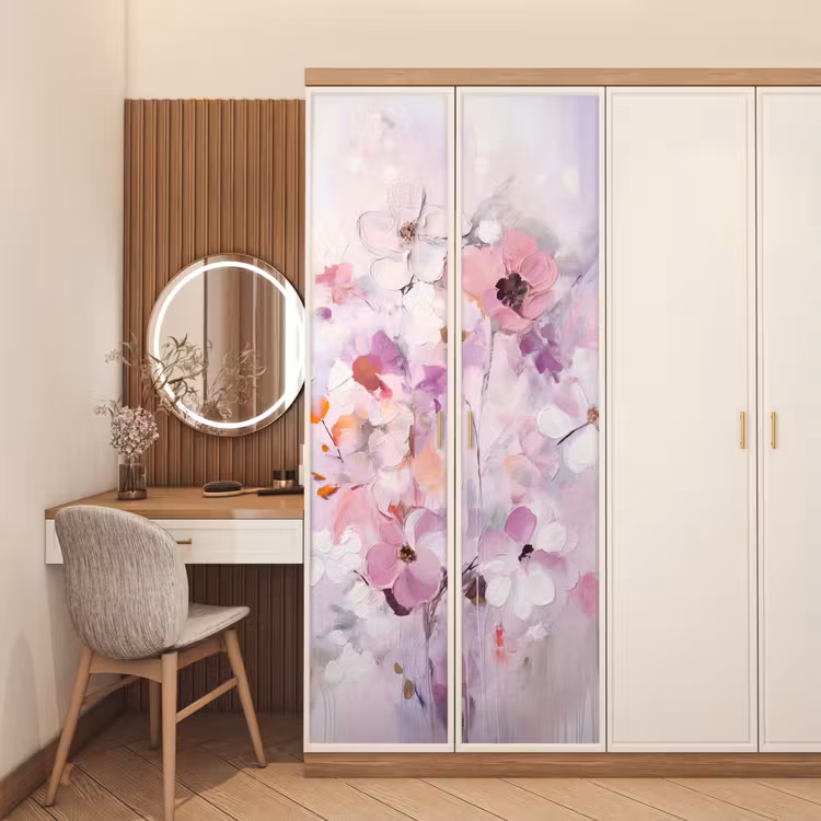 Bloemen - Lila - Watercolor - Kunst deurposter klein -sfeer3