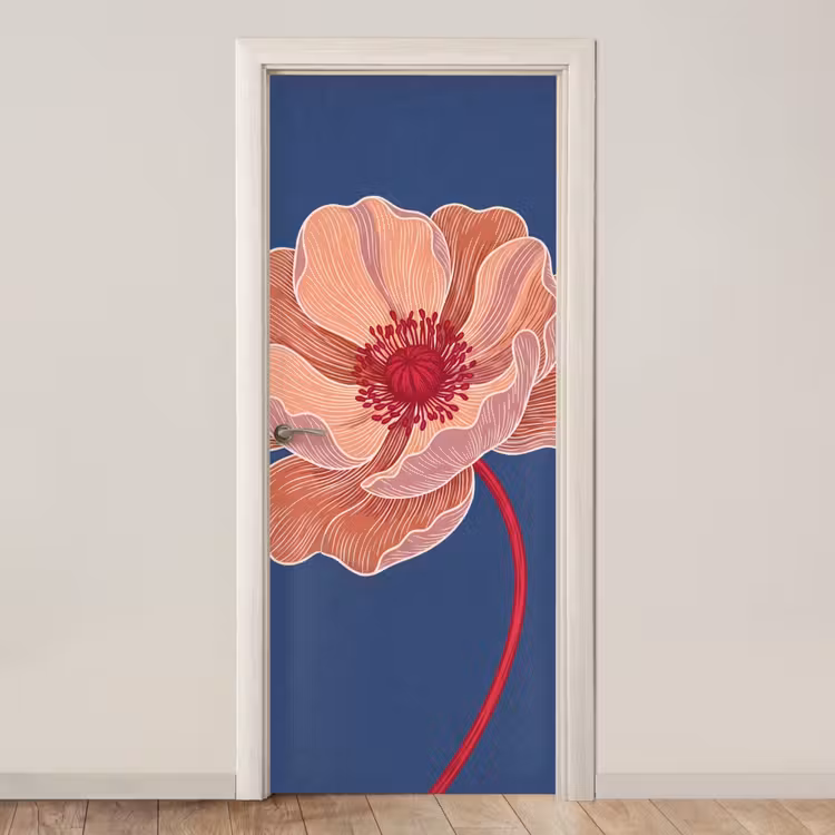 Door sticker - Flowers - Modern - Abstract - Bloemen - Modern - Abstract deurposter klein