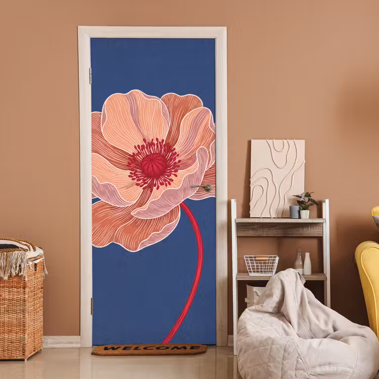 Door sticker - Flowers - Modern - Abstract - Bloemen - Modern - Abstract deurposter klein