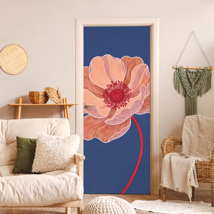 Door sticker - Flowers - Modern - Abstract - Bloemen - Modern - Abstract deurposter klein