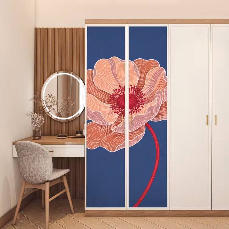 Door sticker - Flowers - Modern - Abstract - Bloemen - Modern - Abstract deurposter klein