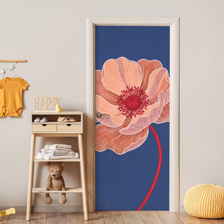 Door sticker - Flowers - Modern - Abstract - Bloemen - Modern - Abstract deurposter klein