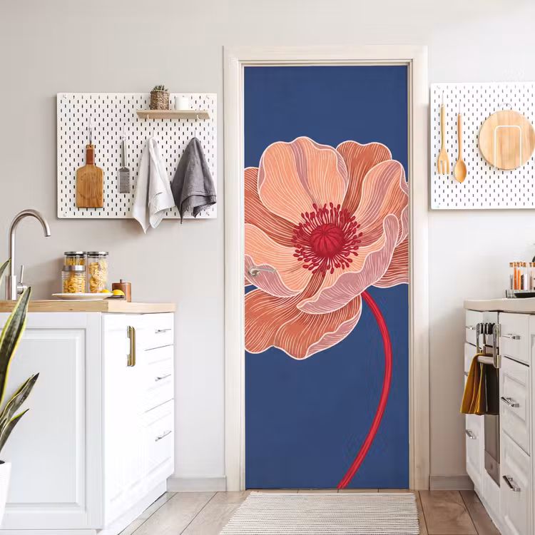 Door sticker - Flowers - Modern - Abstract - Bloemen - Modern - Abstract deurposter klein