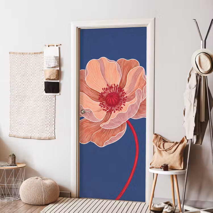 Door sticker - Flowers - Modern - Abstract - Bloemen - Modern - Abstract deurposter klein