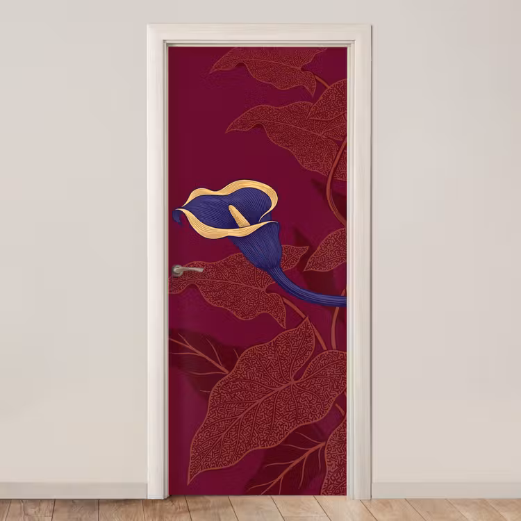 Door sticker - Flowers - Modern - Purple - Bloemen - Modern - Paars deurposter klein