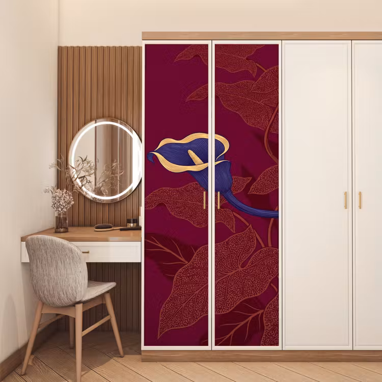 Door sticker - Flowers - Modern - Purple - Bloemen - Modern - Paars deurposter klein