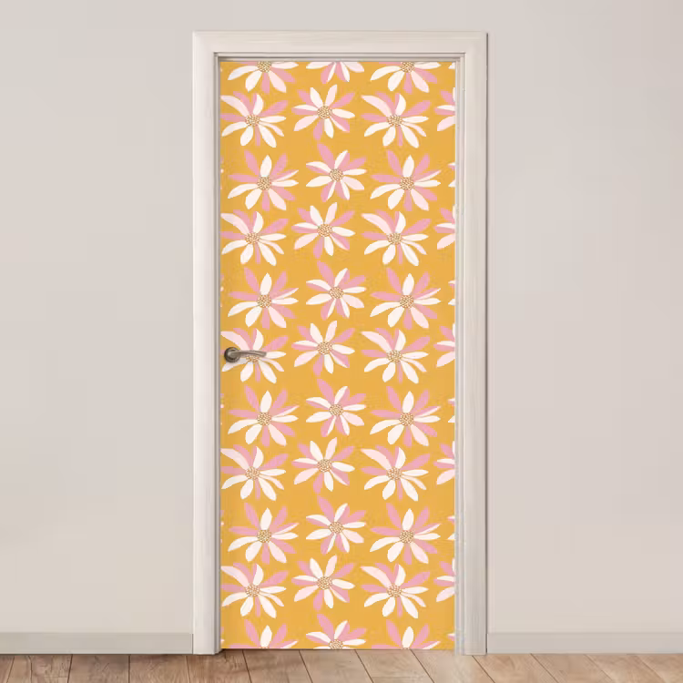 Bloemen - Modern - Geel deurposter klein 289 -3d_beige