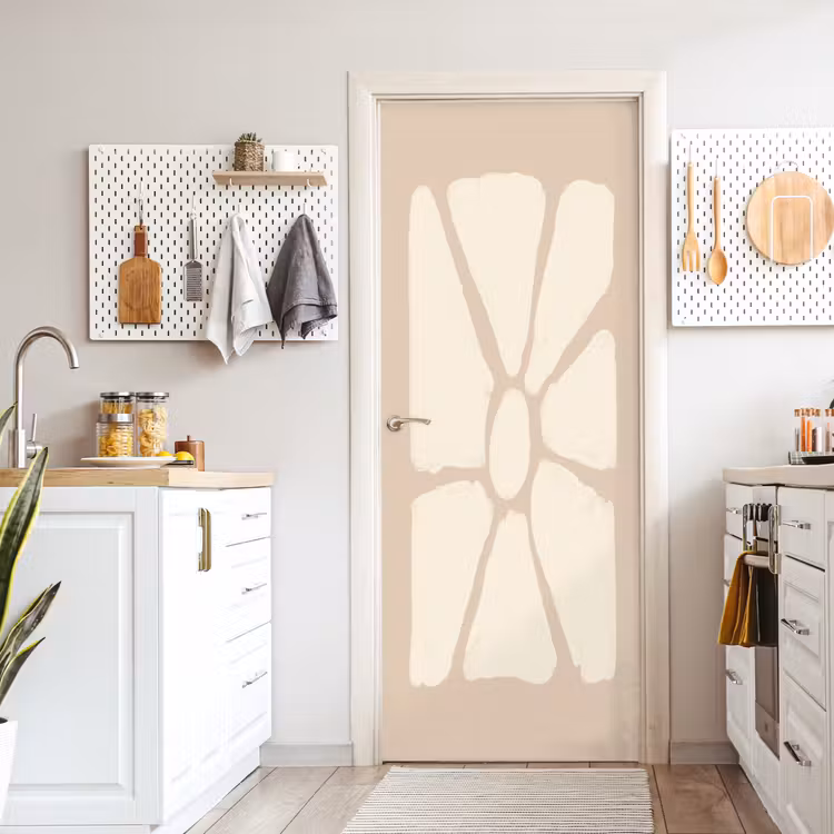 Bloemen - Pastel - Beige - Kunst deurposter klein -sfeer5