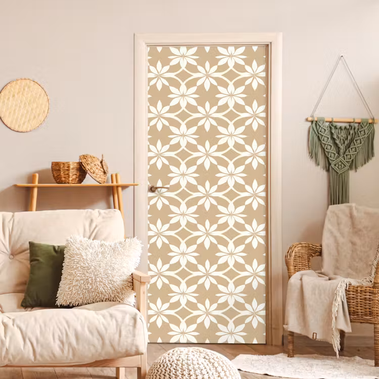 Bloemen - Patroon - Beige deurposter klein 289 -sfeer2
