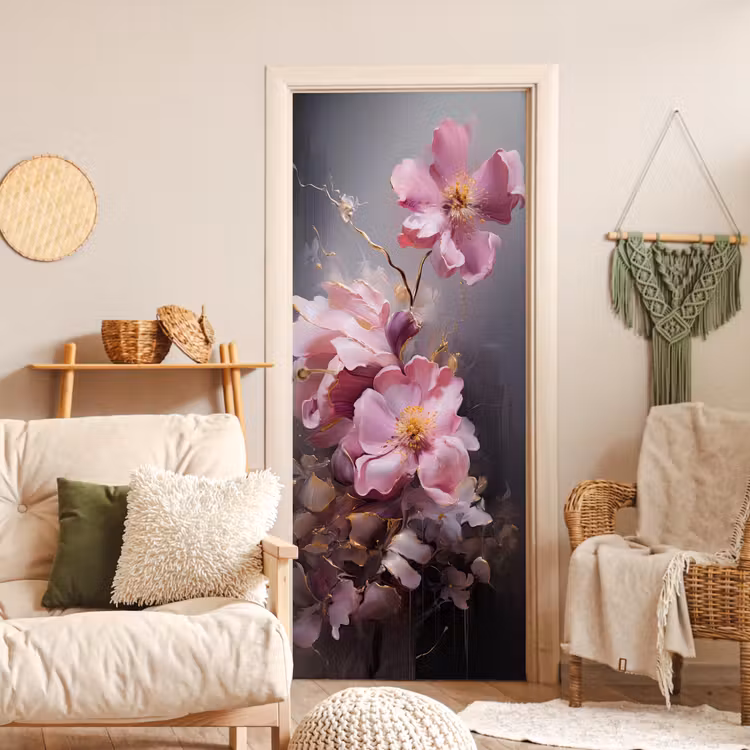 Bloemen - Roze - Stilleven - Kunst deurposter klein -sfeer2