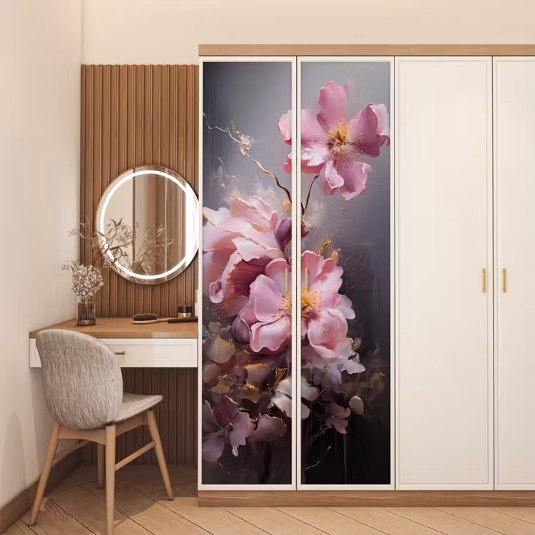 Bloemen - Roze - Stilleven - Kunst deurposter klein -sfeer3