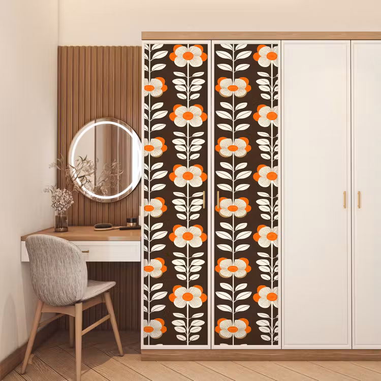 Bloemen - Retro - Bruin deurposter klein 289 -sfeer3